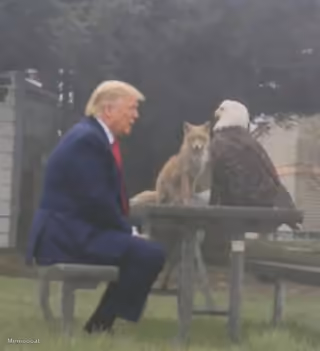 Trump With Fox and Eagle