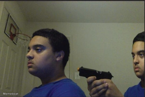 Guy With Gun Mirror Selfie - meme generator image preview
