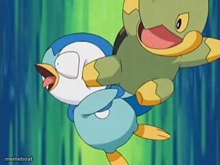 Turtwig kick Piplup - meme generator image preview