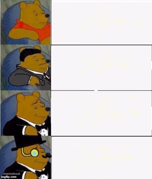 Tuxedo Winnie the Pooh 4 panel - meme generator image preview