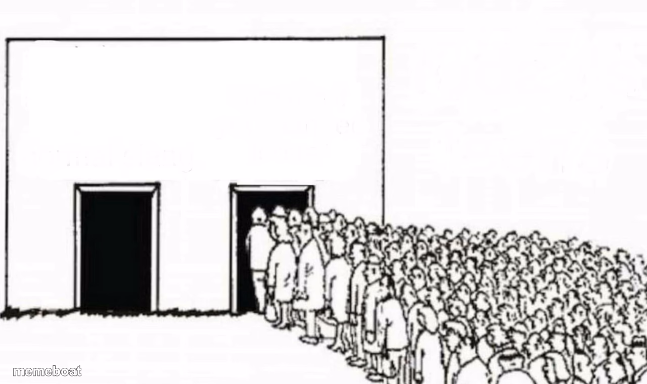 Two doors crowd - meme generator image preview
