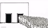 Two doors crowd