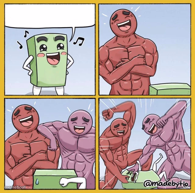 Two Guys beating up a cube - meme generator image preview
