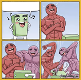 Two Guys beating up a cube