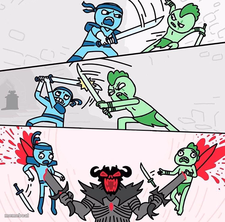 Two Guys Fighting then One Guy Kills Them - meme generator image preview
