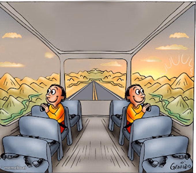 two guys on bus happy - meme generator image preview