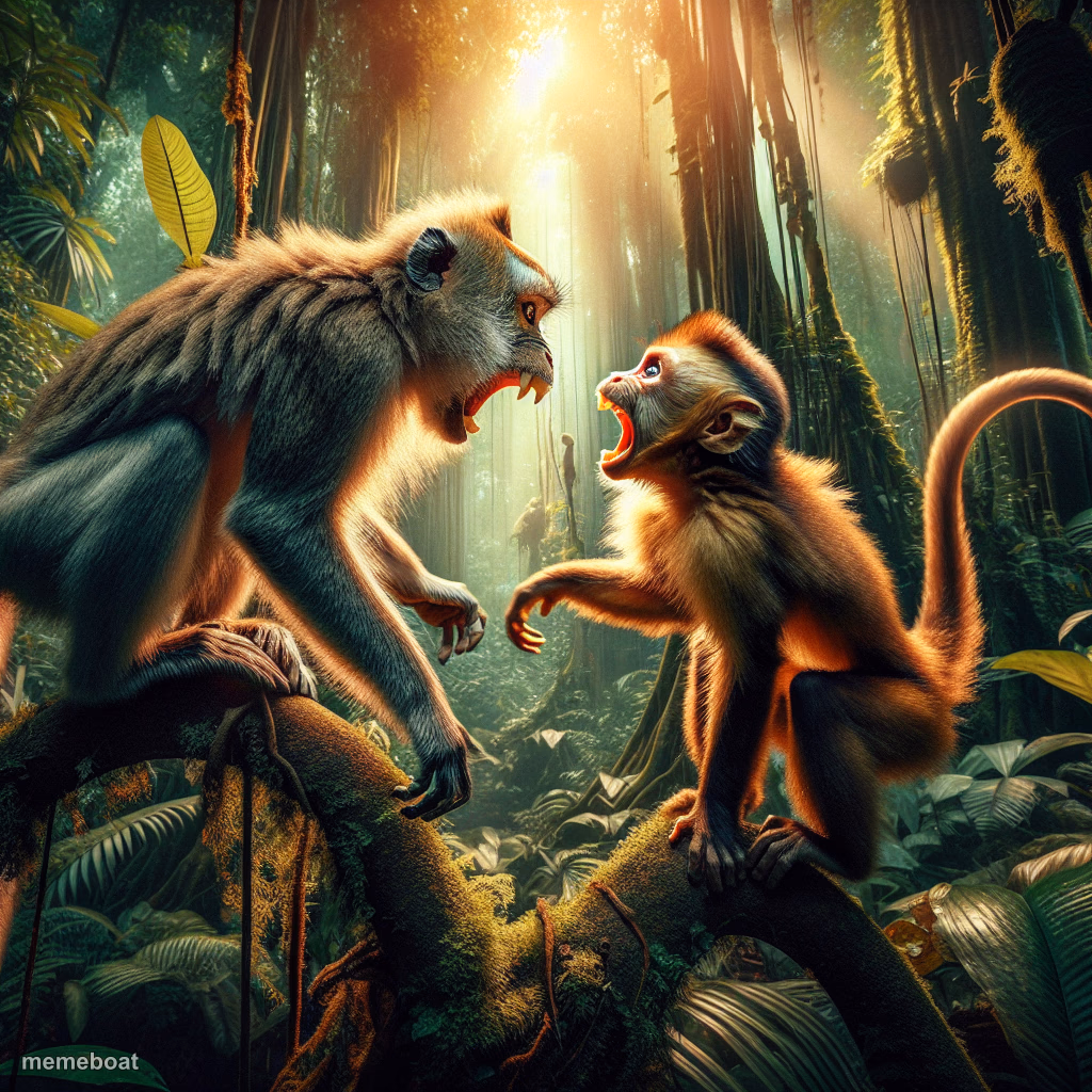 two monkeys fighting - meme generator image preview