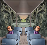 Two Sad guys on a bus