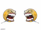 Two screaming tennis balls