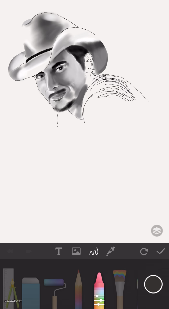 Unfinished Brad Paisley drawing - meme generator image preview