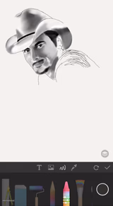 Unfinished Brad Paisley drawing