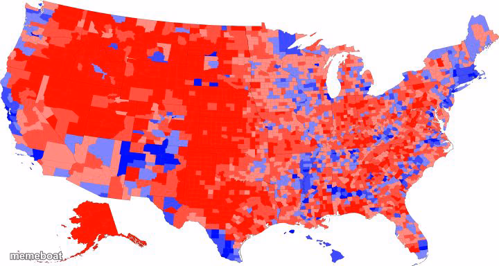 US ELECTORAL MAP - COUNTIES - meme generator image preview