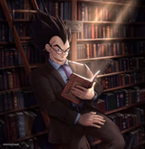 Vegeta reading a book meme