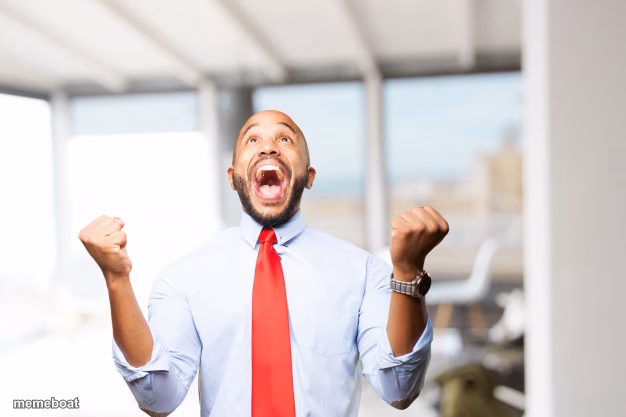 Excited Businessman Fists - meme generator image preview