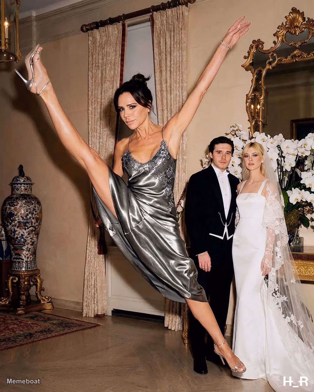 Victoria Beckham Dancing Inappropriately at Son Brooklyn's Wedding (AI Generated) - meme generator image preview