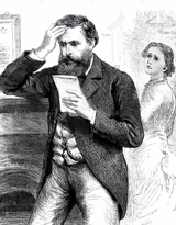 Victorian Man Reading Bad News Letter - 1884 Illustration