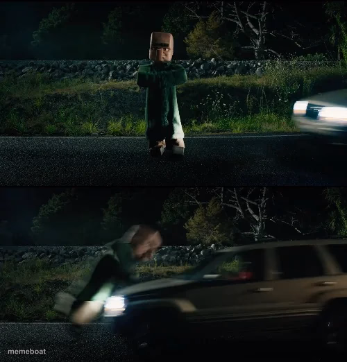 Villager run over by car - meme generator image preview