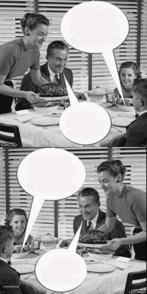 Vintage Family Dinner Extended - meme generator image preview