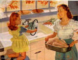 Vintage Thanksgiving Mom and Daughter