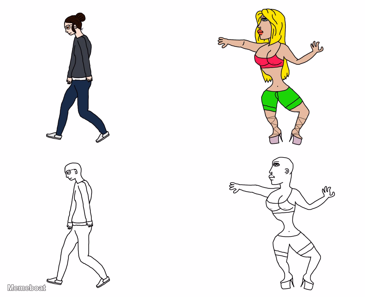Virgin vs Chad Girl - meme generator image preview