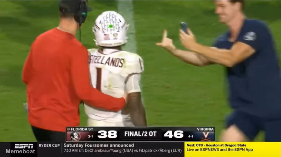 Virginia Fan Flips Off Thomas Castellanos - meme generator image preview