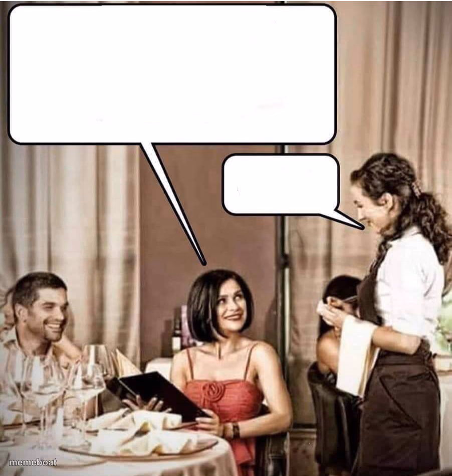 Waiter restaurant order - meme generator image preview