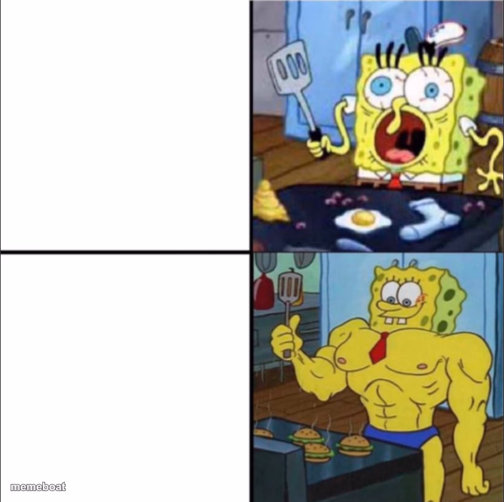 Weak Spongebob vs. Strong Spongebob - meme generator image preview