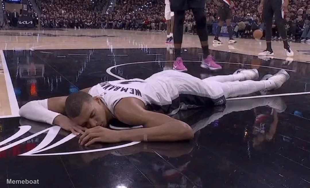 Wemby Sleeping on the Court - meme generator image preview