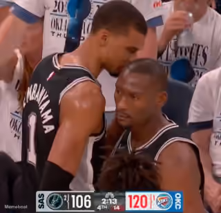 Wemby Whispering to Bismack - NBA Playoffs