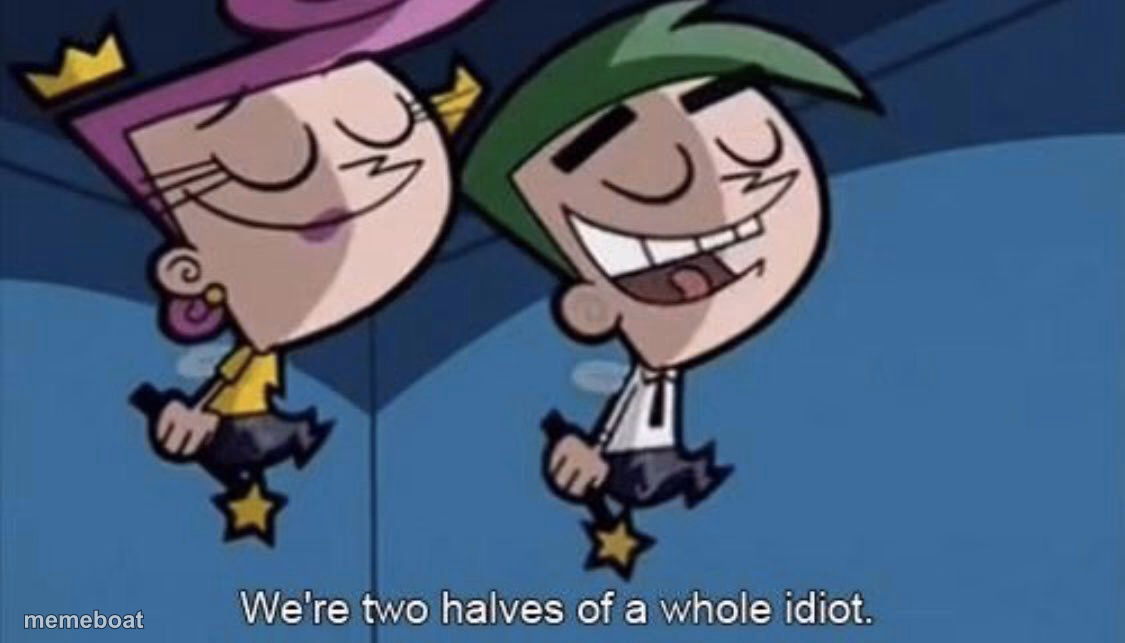 We're two halves of a whole idiot - meme generator image preview