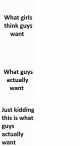 What girls think guys want