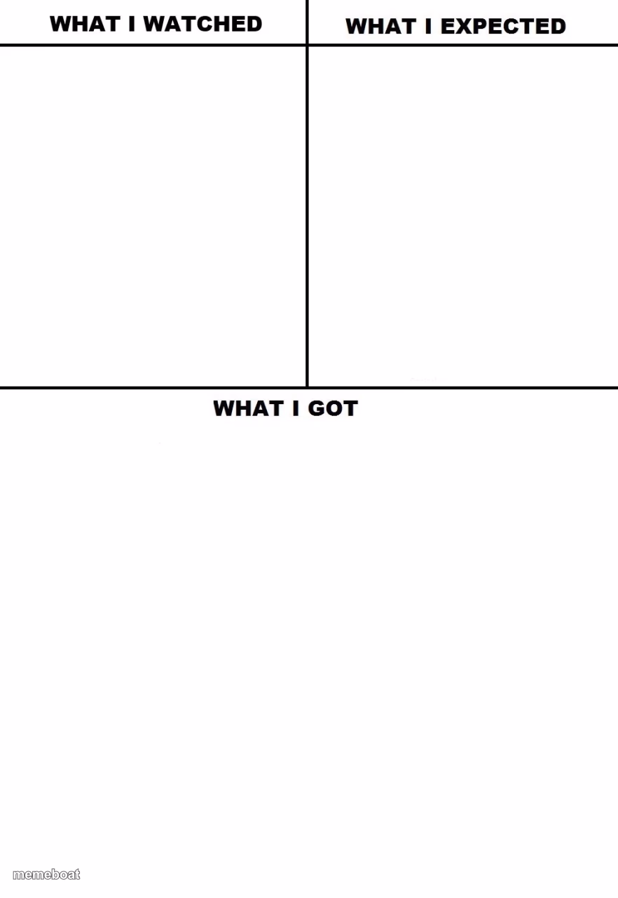 What I Watched/ What I Expected/ What I Got - meme generator image preview