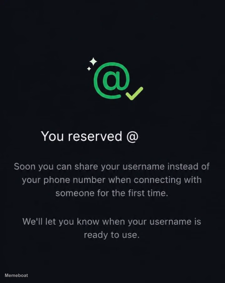 WhatsApp Username Reserve Text - meme generator image preview