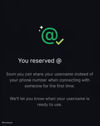 WhatsApp Username Reserve Text