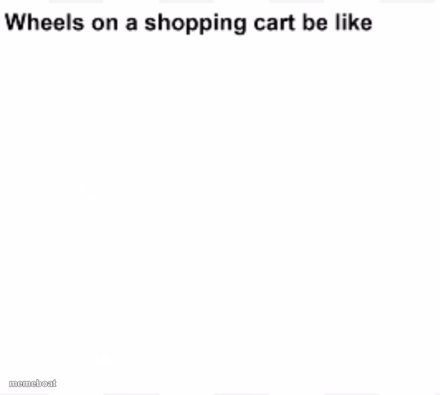 Wheels on a shopping cart be like - meme generator image preview