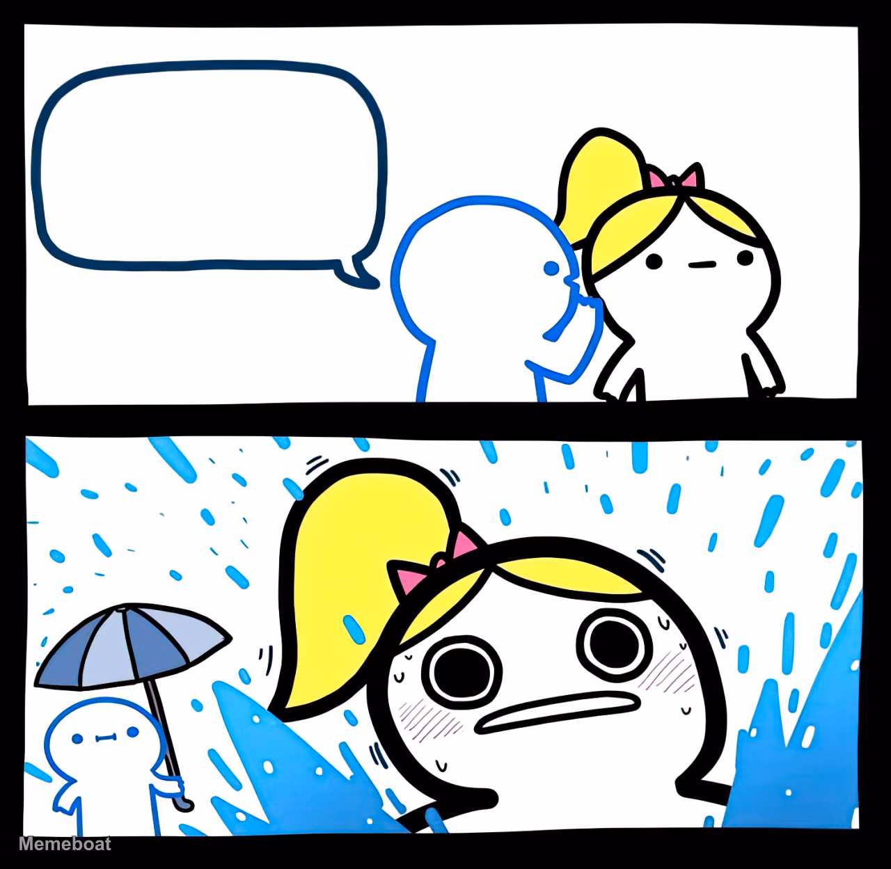 Whispering Girl in Rain - meme generator image preview