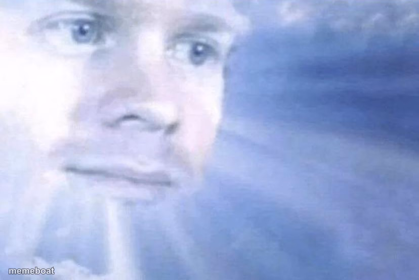 White Guy staring from the sky - meme generator image preview