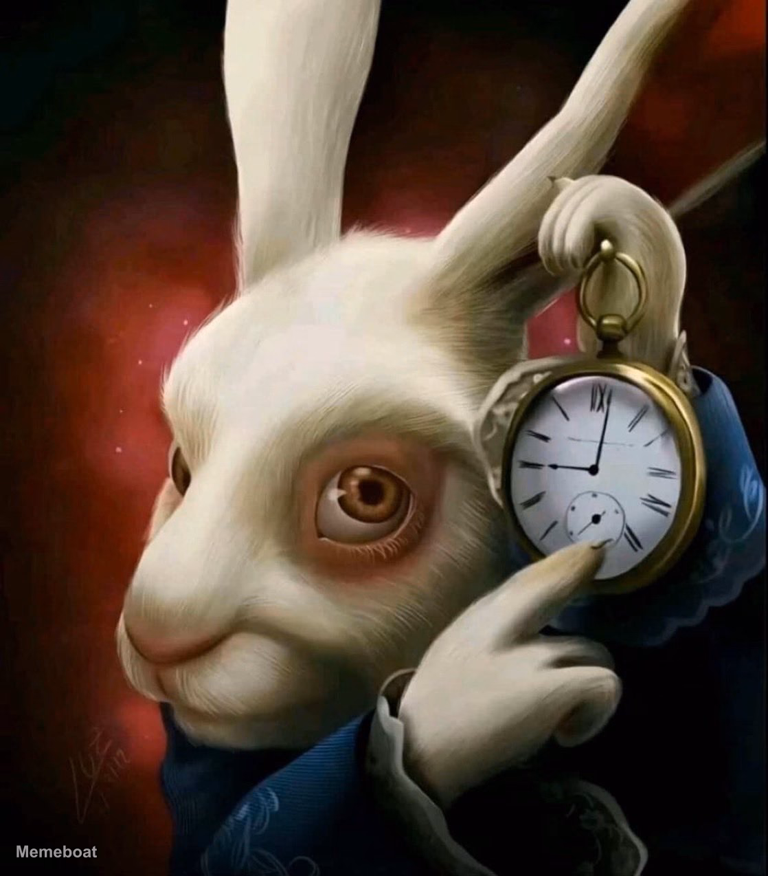 White Rabbit Pointing at a Clock - meme generator image preview
