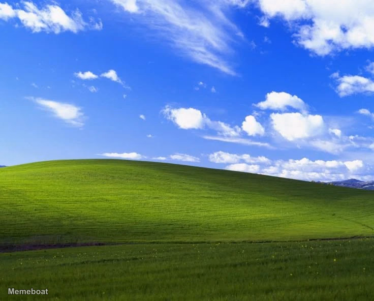 Windows Background - Hill With Blue Skies and Clouds - meme generator image preview