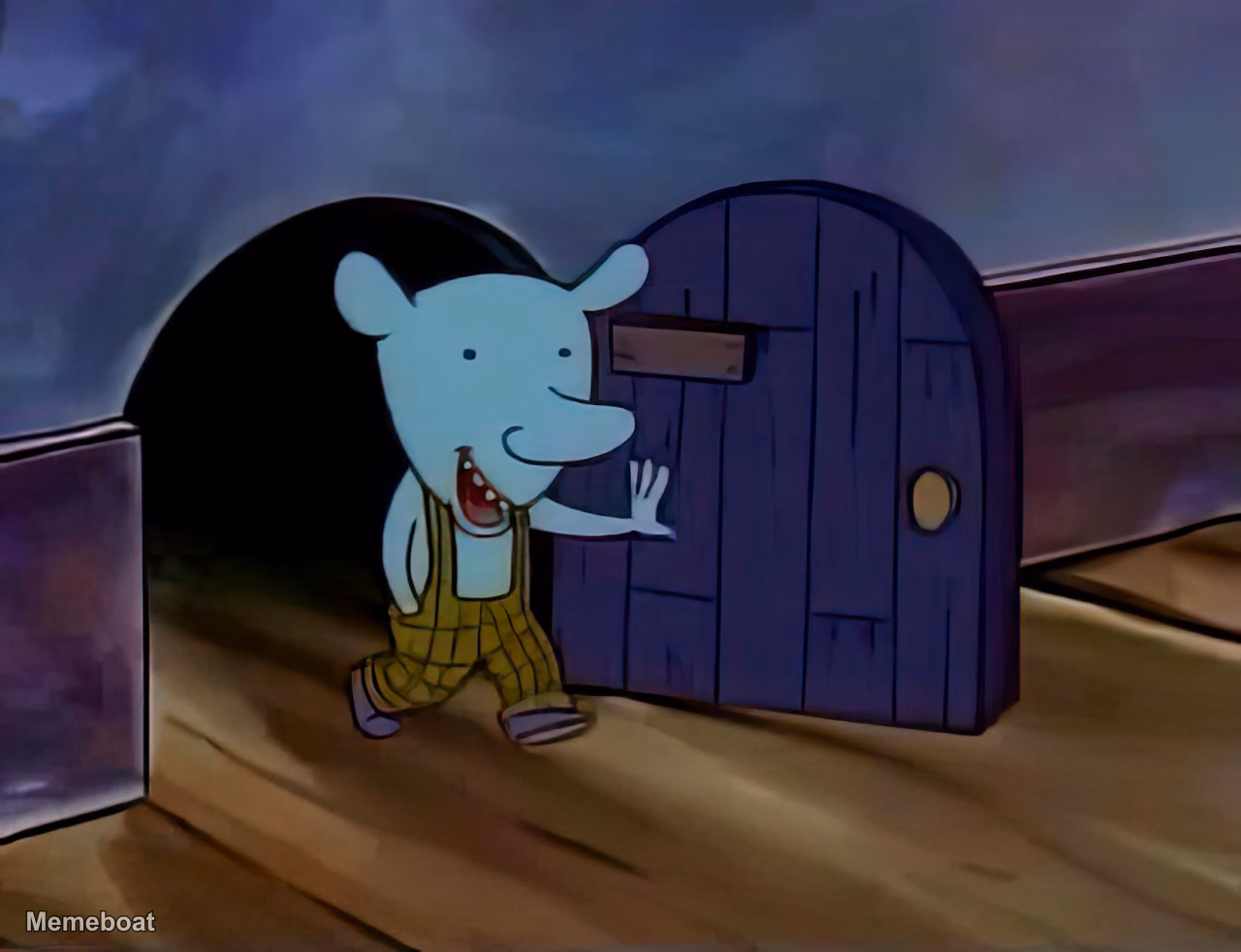 Winslow T. Oddfellow Mouse Opening Door - meme generator image preview