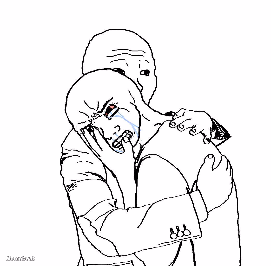 Wojak Crying Hug - meme generator image preview