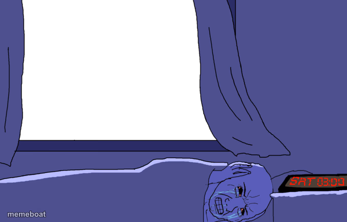 Wojak trying to sleep - meme generator image preview