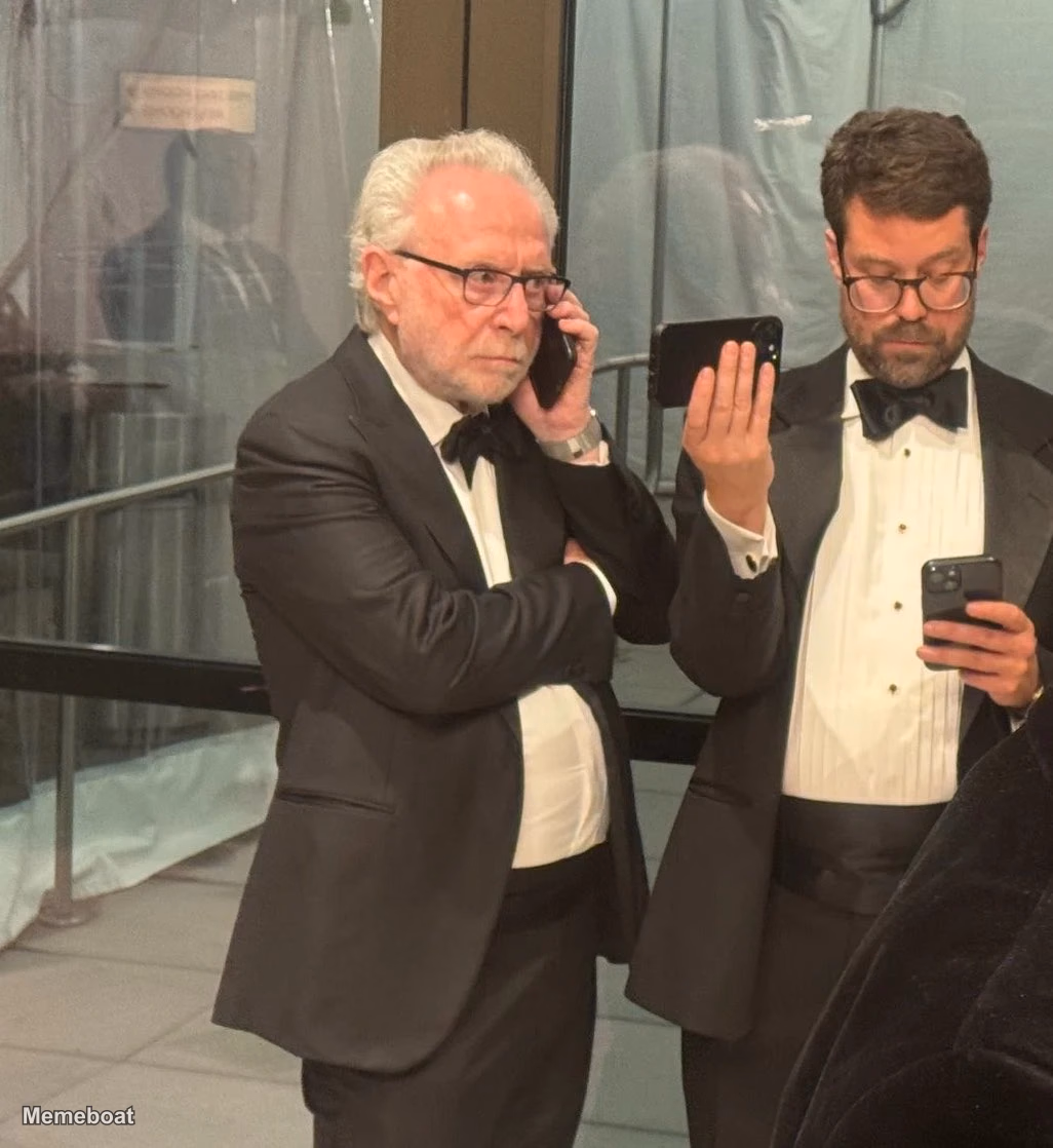 Wolf Blitzer on Phone and Josh Gad with Phones - meme generator image preview