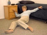 woman falling in shock