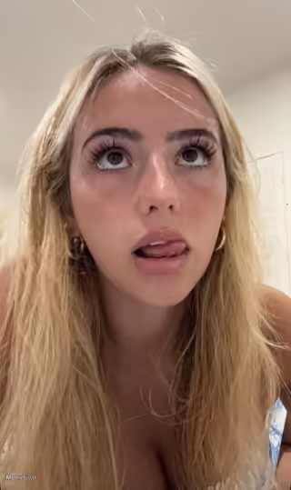 Woman Looking Up, Tongue Out