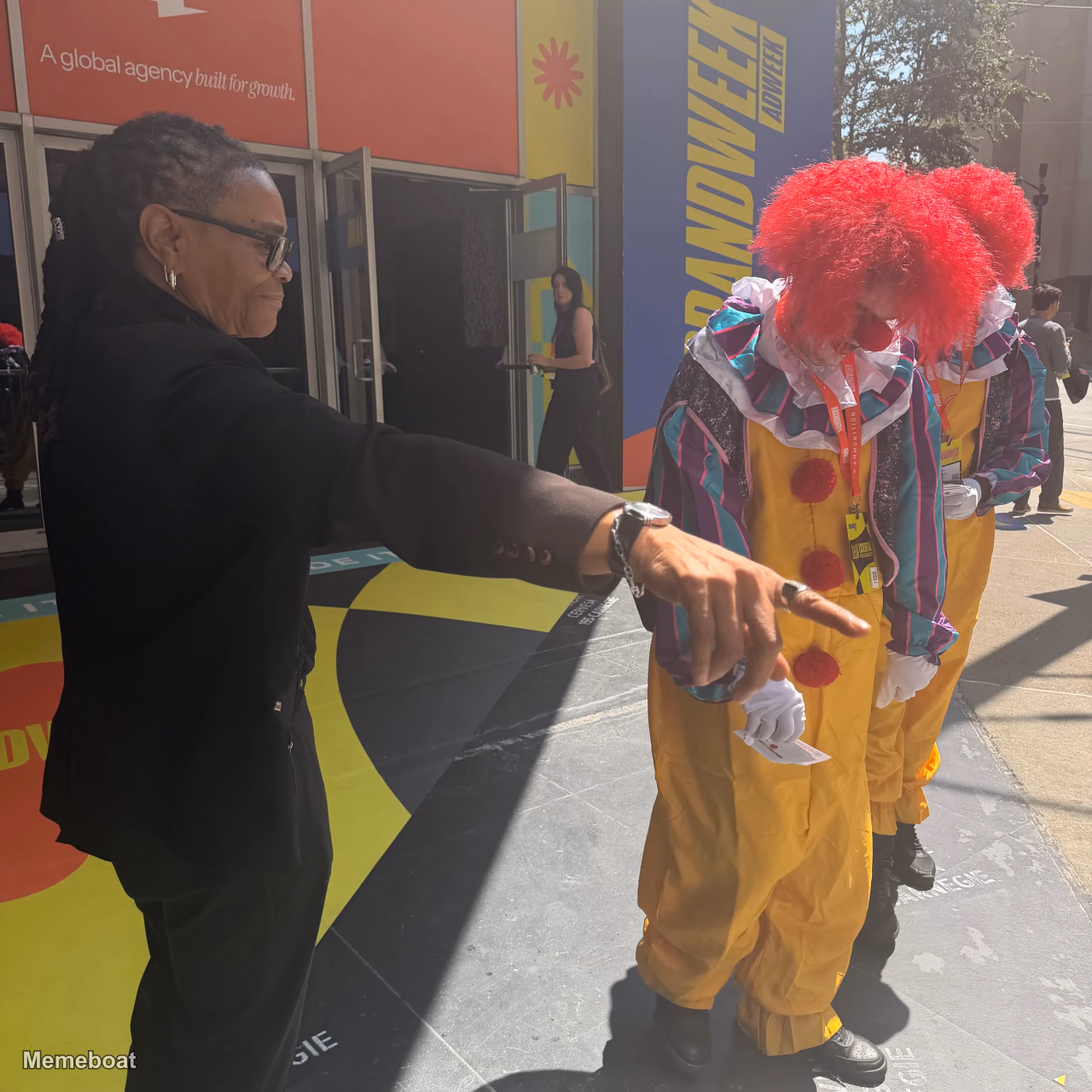 Woman Pointing At Clowns - meme generator image preview