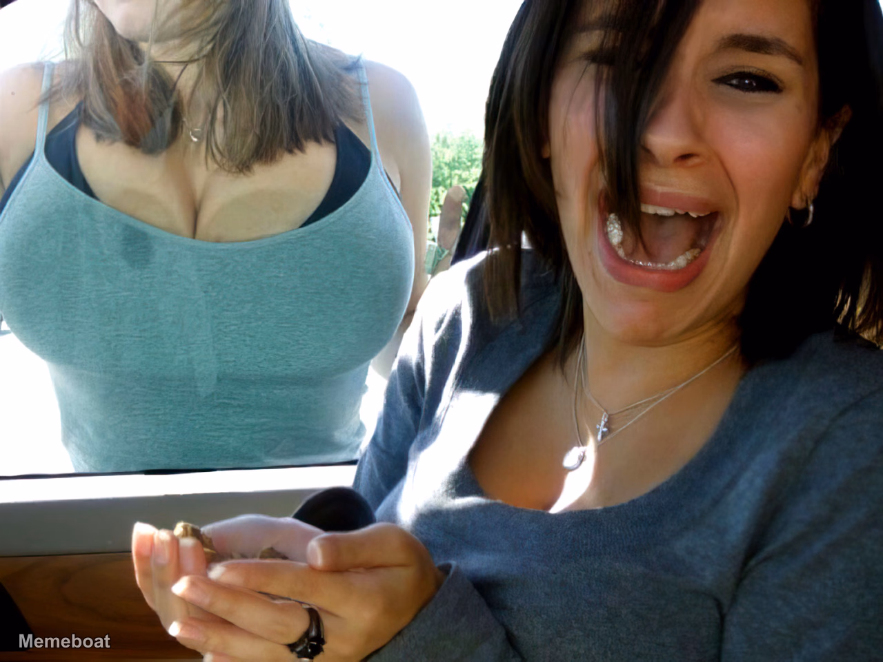 Woman Scared of Breasts - meme generator image preview