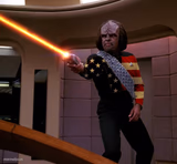 Worf wearing an American Flag