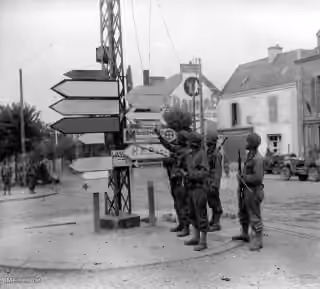 WW2 Soldiers at Crossroads