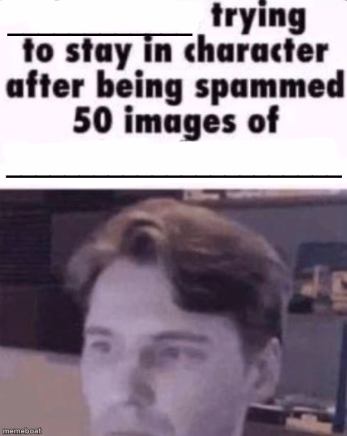 X trying to stay in character after being spammed 50 images of Y - meme generator image preview
